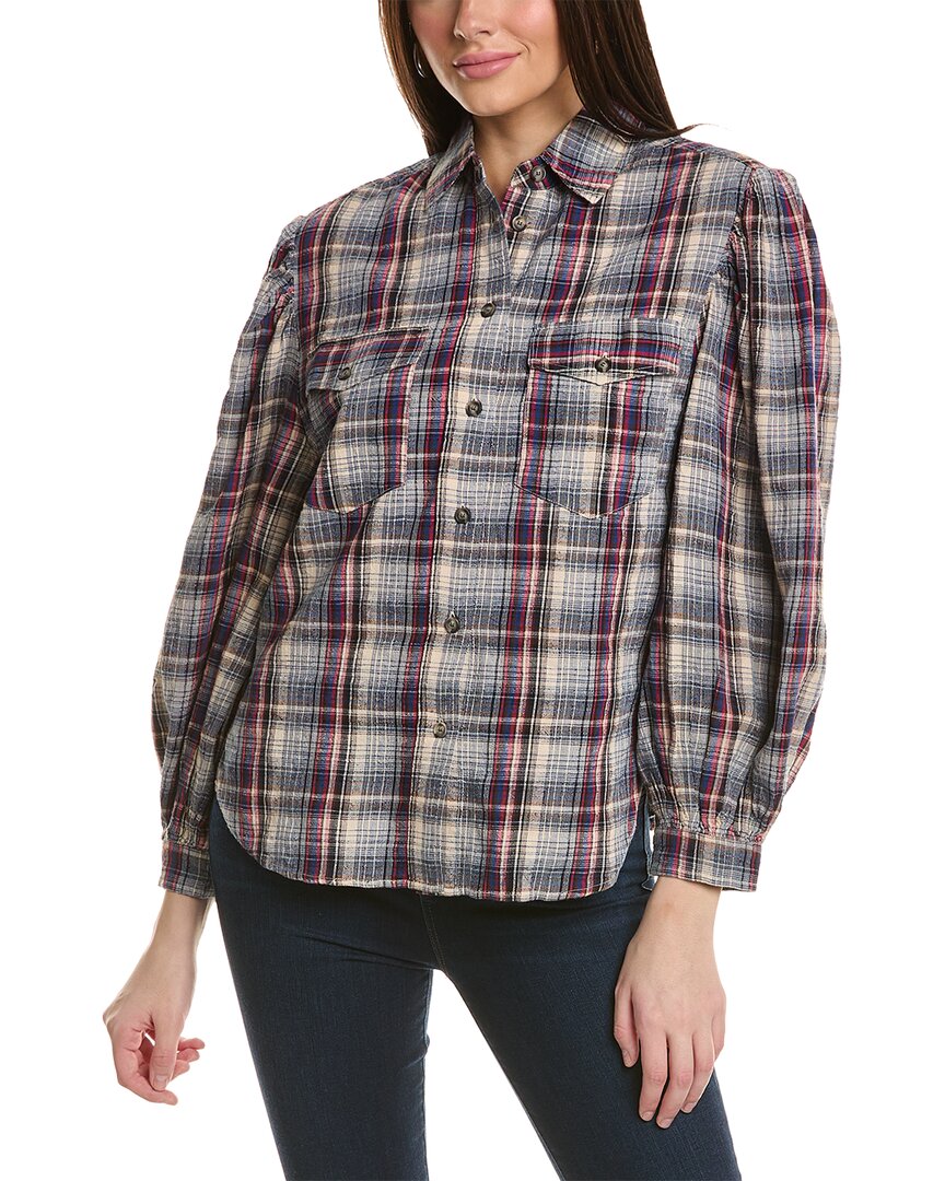 Etoile Checked Linen-Blend Blouse
