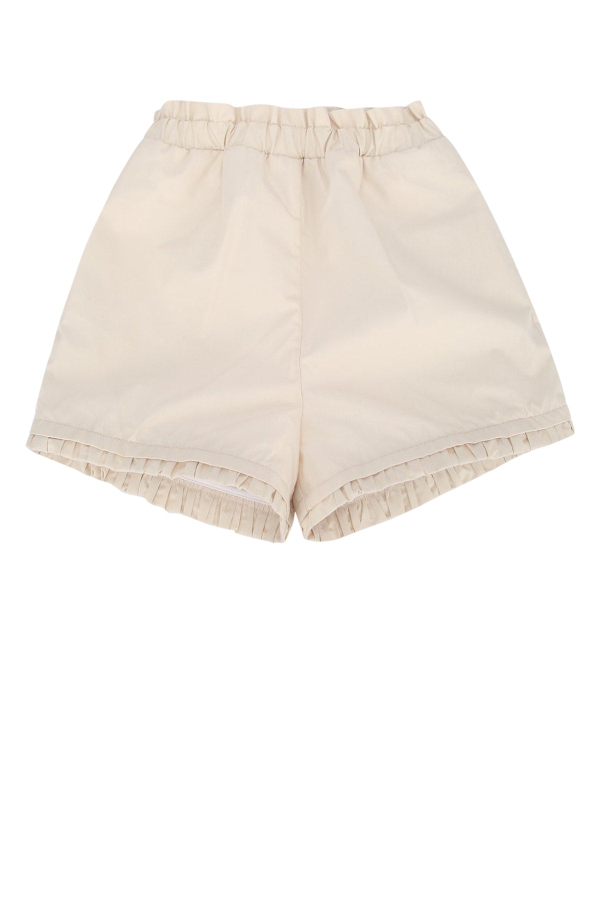 Pleated Hem Shorts — Beige