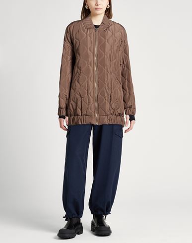 Woman Puffer Khaki Size 8 Polyester