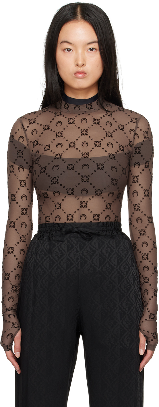 Marine Serre SSENSE Exclusive Brown Moonogram Second Skin Turtleneck