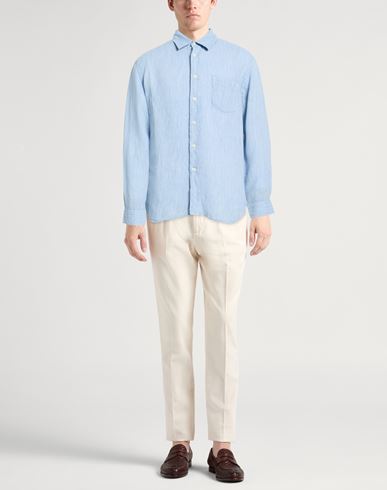 Man Shirt Slate blue Size L Linen