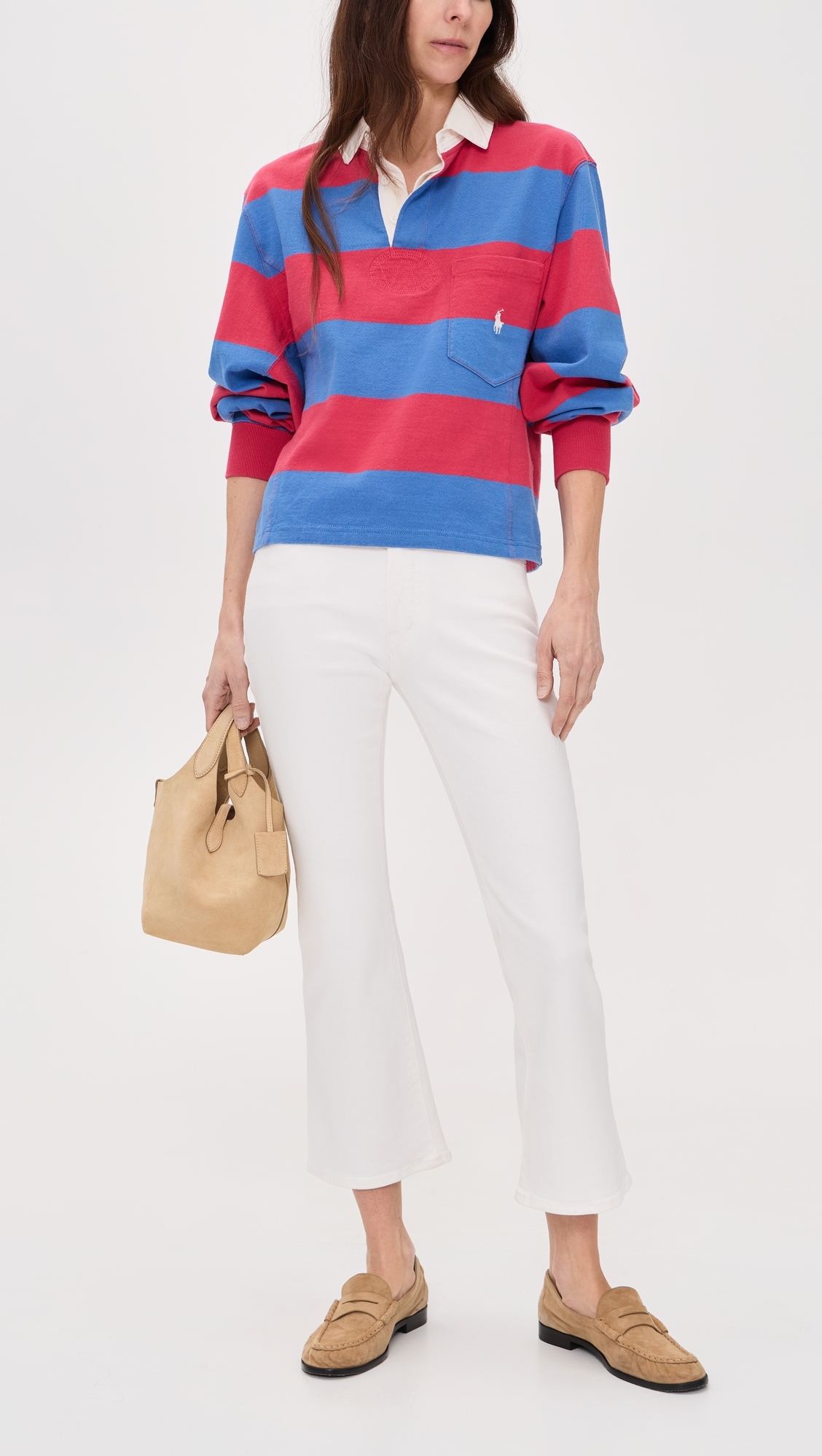 The Petite Stretch Flare Crop Jeans Tile White