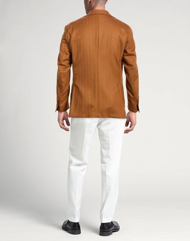 Man Blazer Tan Size 42 Virgin Wool, Silk, Cashmere, Elastane