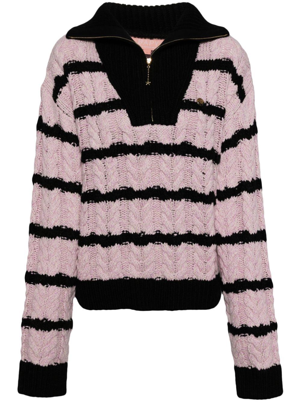Striped half-zip jumper - Pink