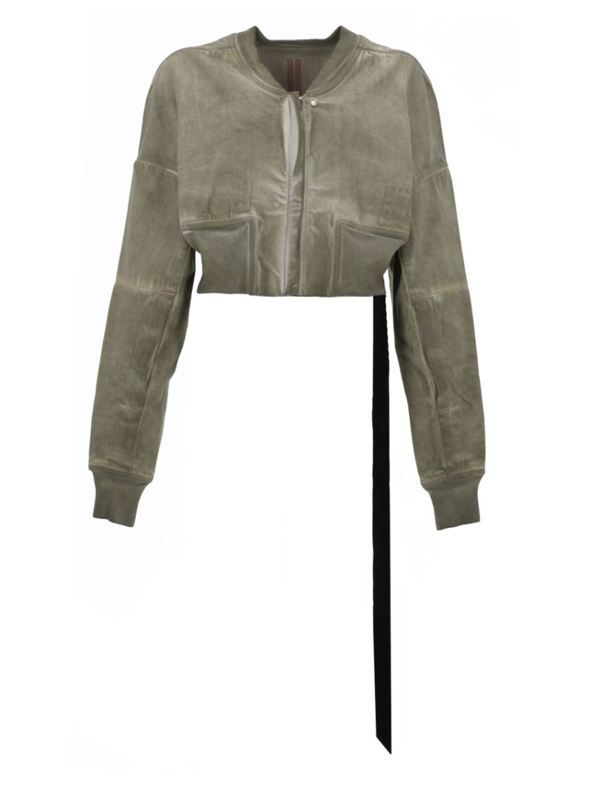 Taupe Solid Crew Neck Jacket
