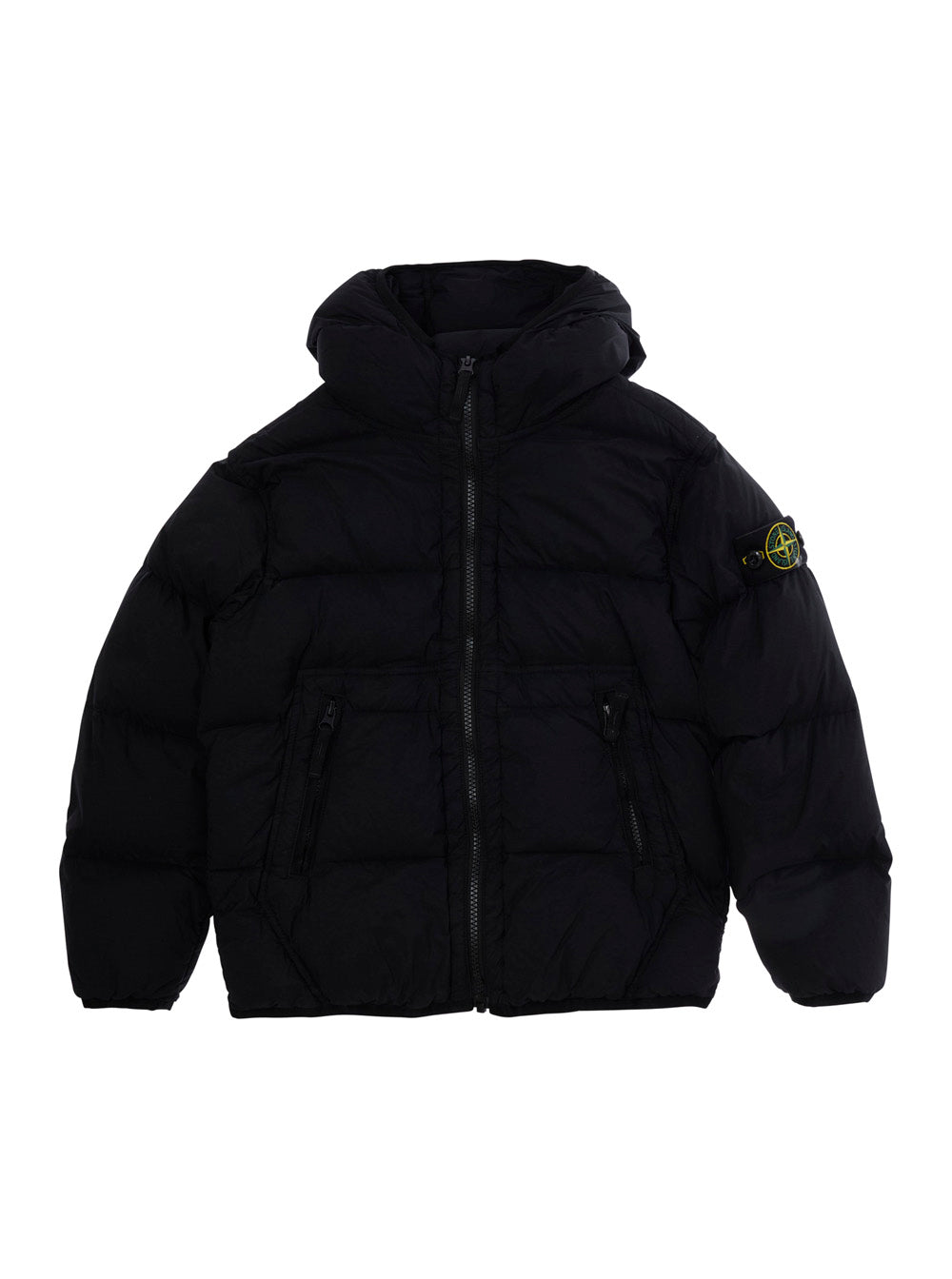 Padded Tech Fabric Down Jacket — Black