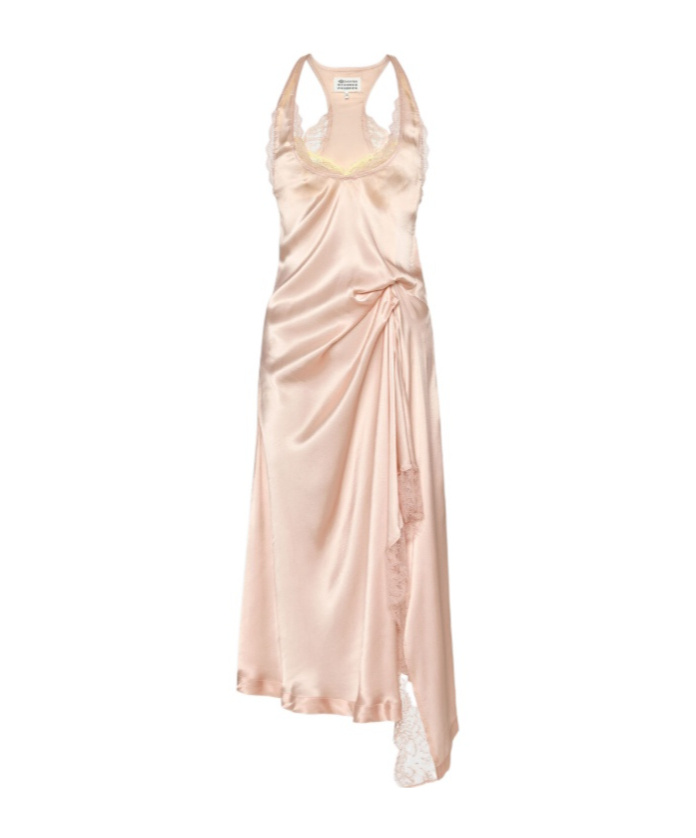 Silk Lace Slip Midi Dress