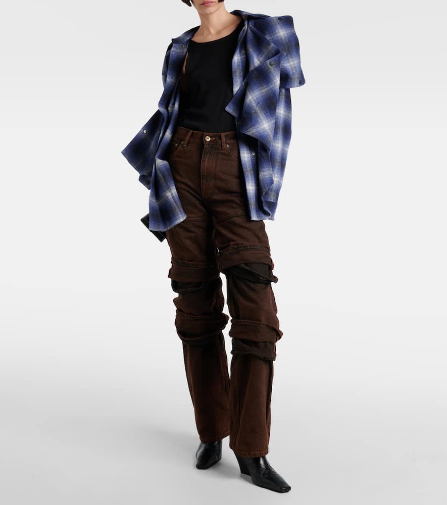 Layered high-rise wide-leg jeans