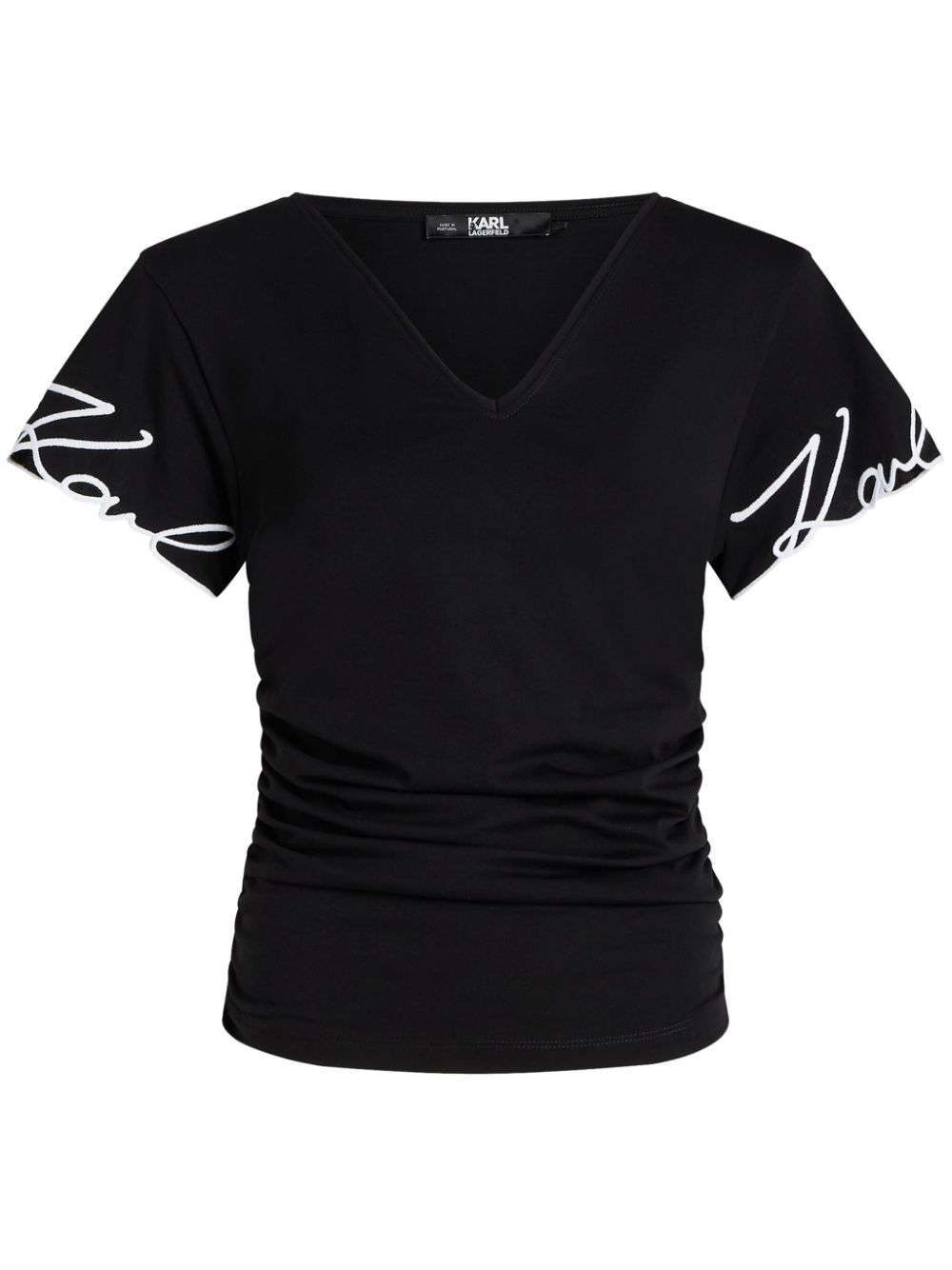 Logo-embroidered organic cotton T-shirt - Black