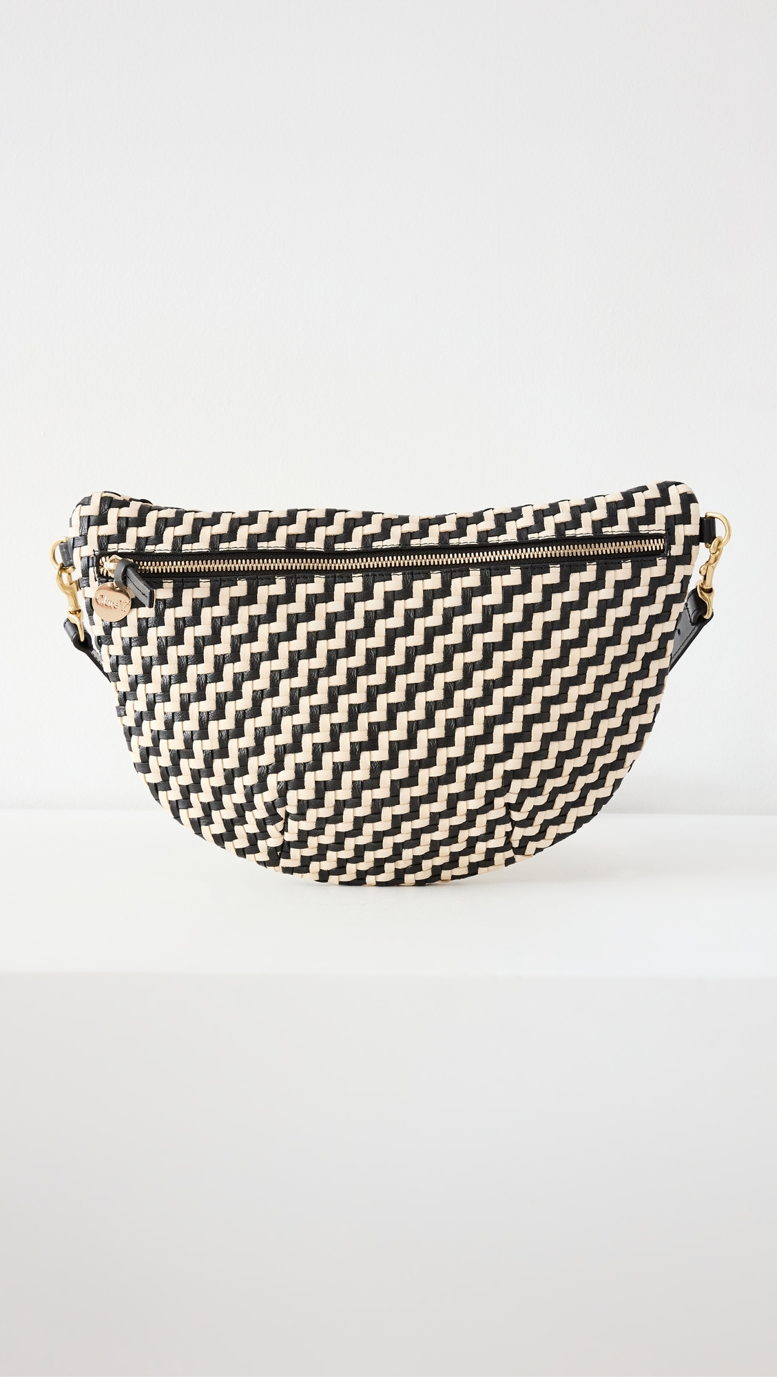 Grande Fanny Bag Black & Cream Woven Zig-Zag One Size