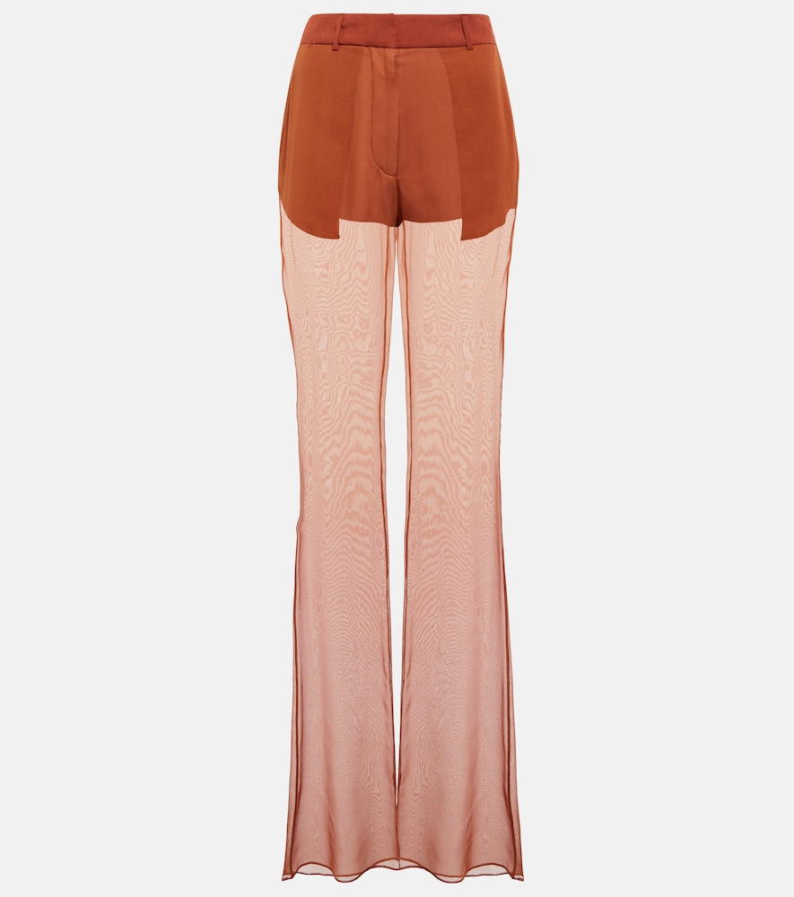 Mid-rise wide-leg silk pants