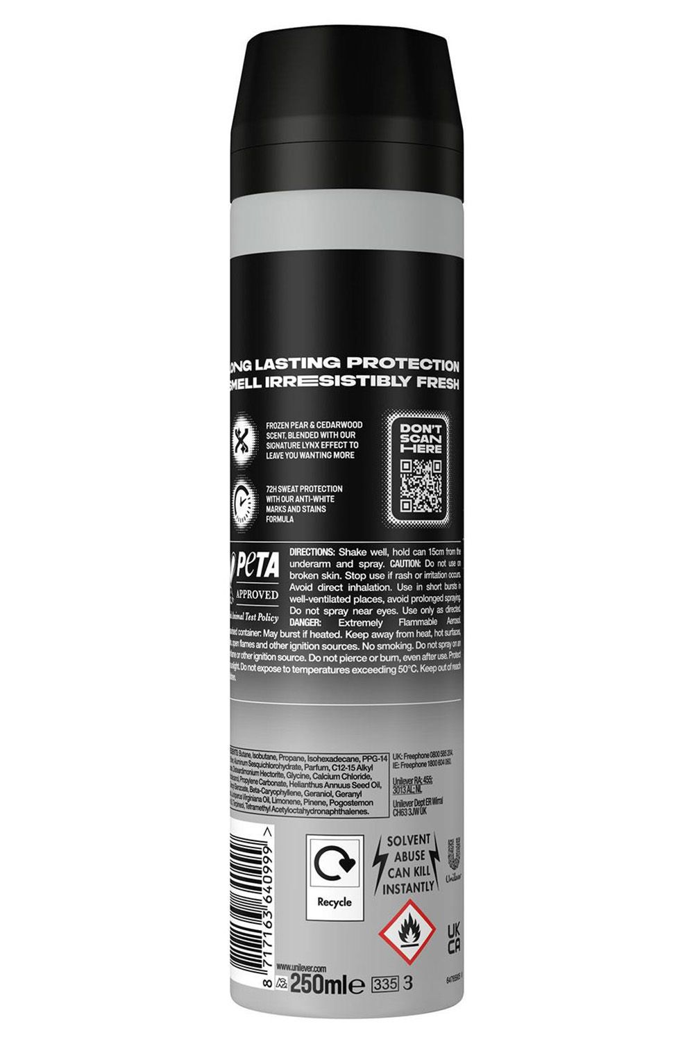 Lynx Men's Black Shower Gel 500ml, 6 Pack & 72H Fresh Antiperspirant 250
