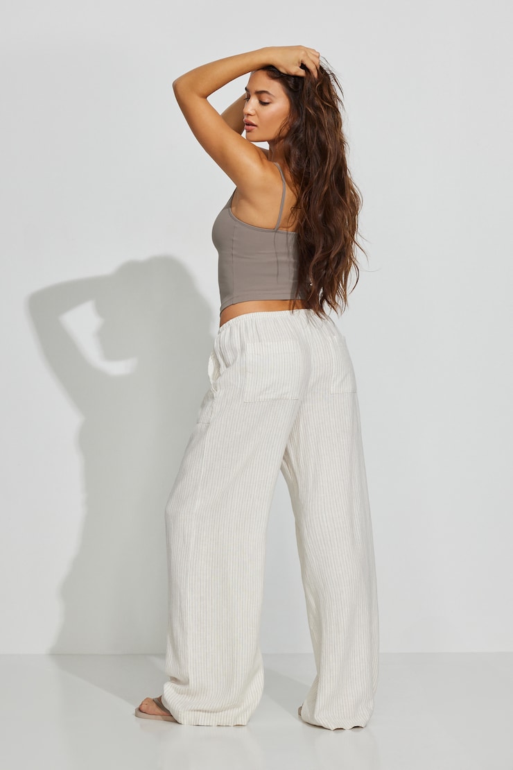 Millie Linen Pull-On Pants - Beige - Women Clothing