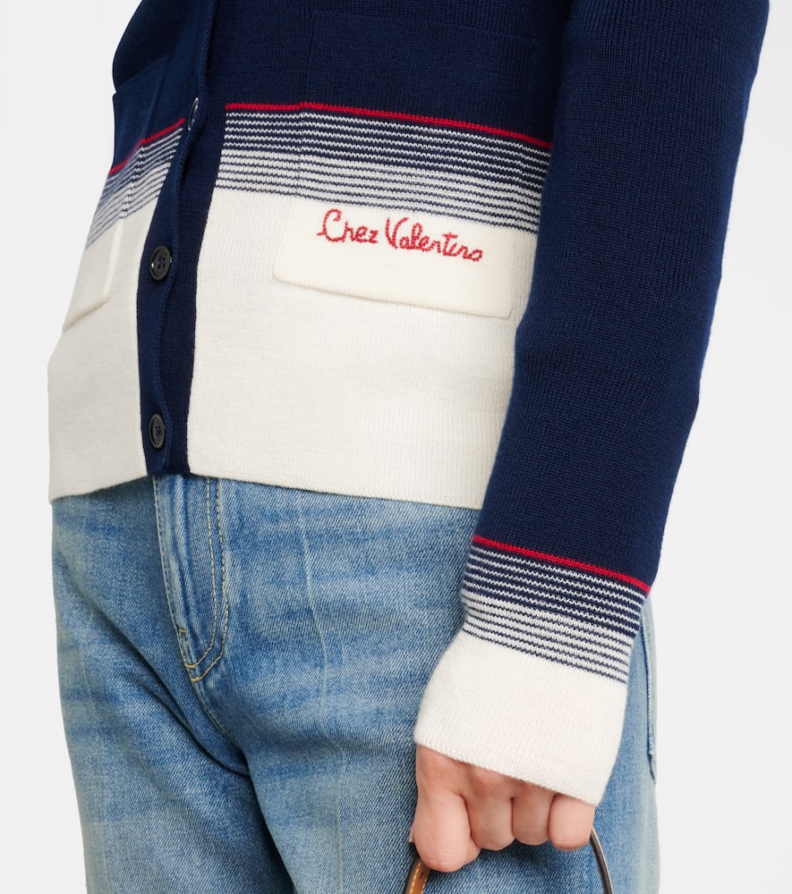 Striped virgin wool cardigan