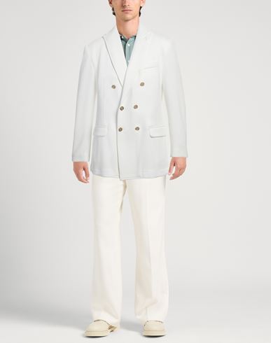 Man Blazer White Size 38 Polyester, Elastane