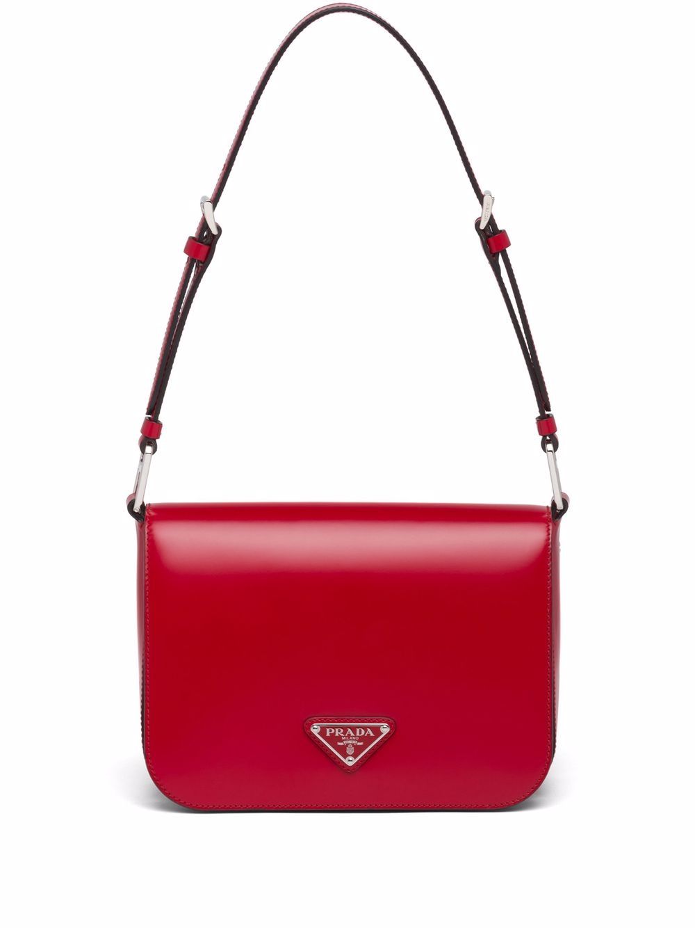 Brushed leather shoulder bag - Red