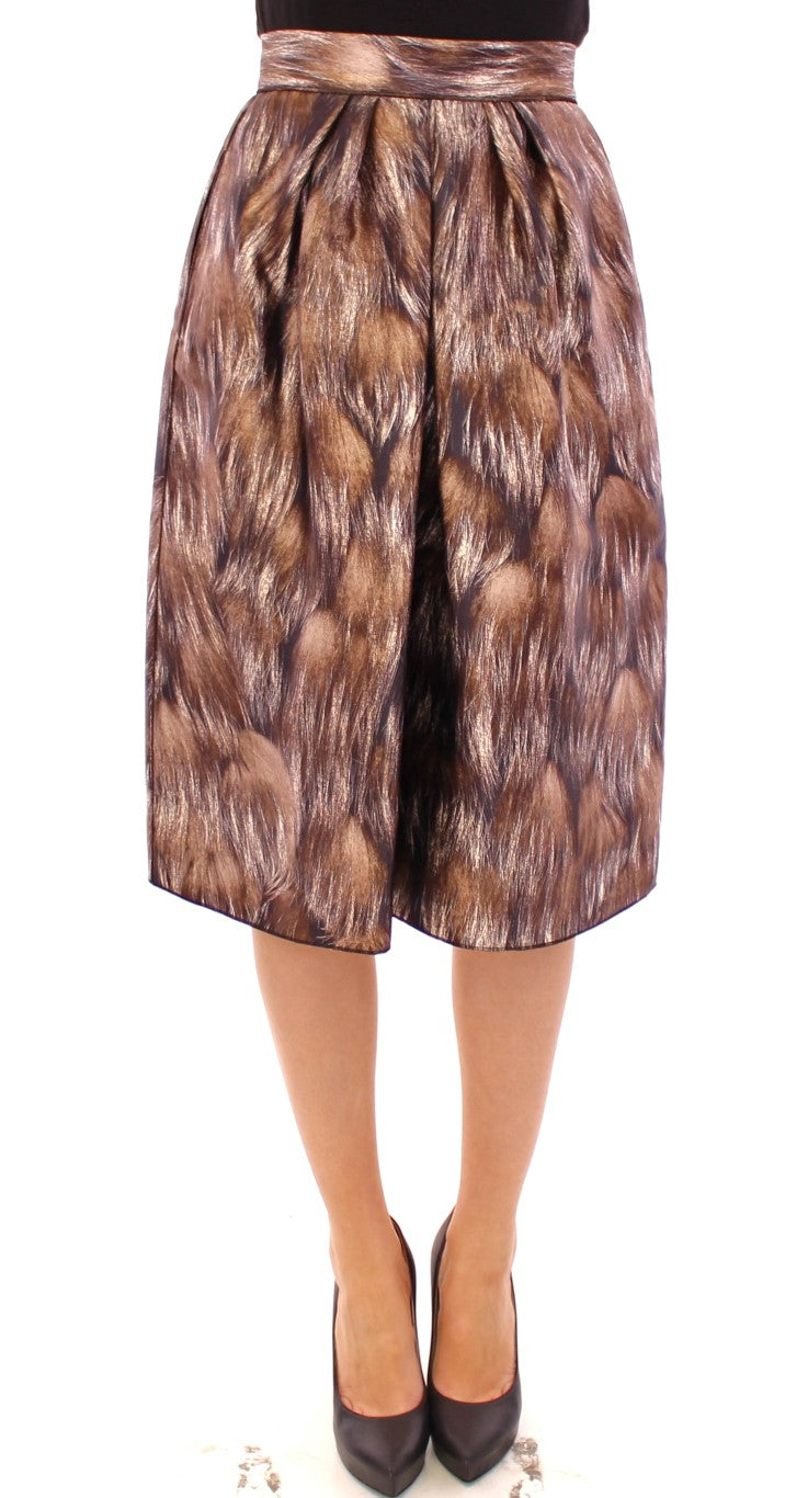 Floral Silk Skirt — Brown