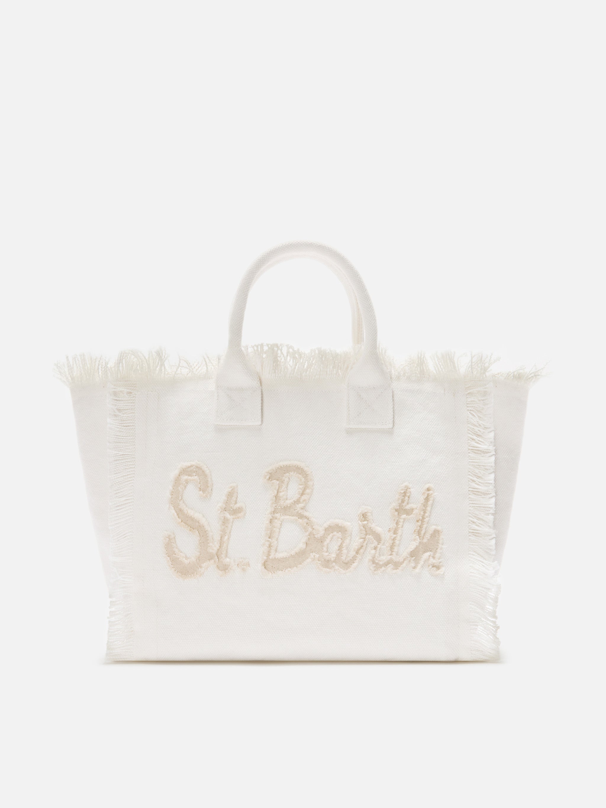 White Colette Canvas Bag With Fabric Logo Patch - Unisex