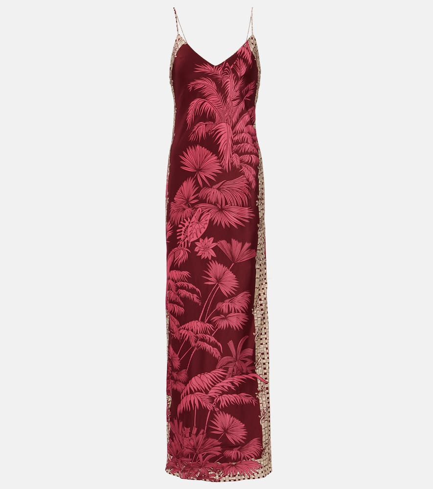 Printed silk slip dress