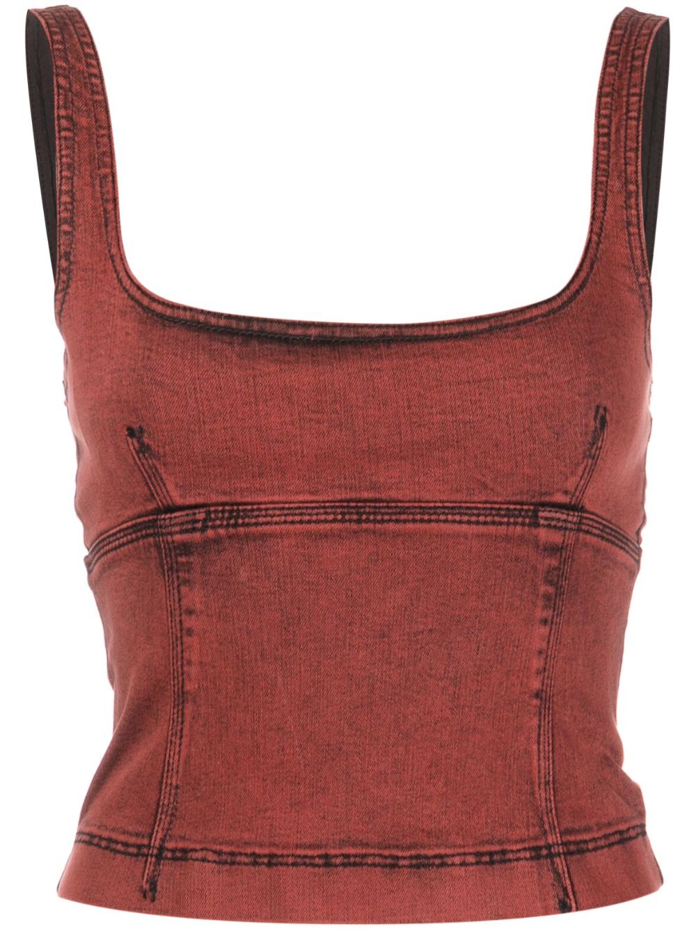 Panelled sleeveless denim top - Red