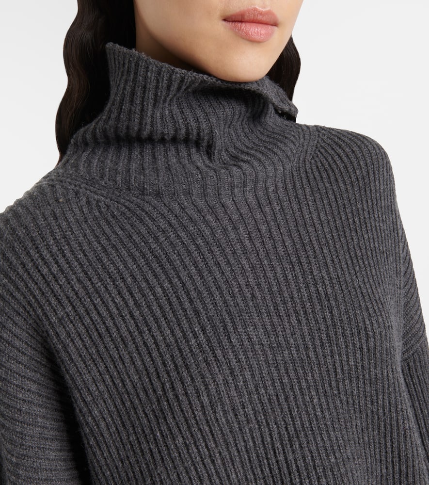 Ribbed-knit wool-blend turtleneck sweater