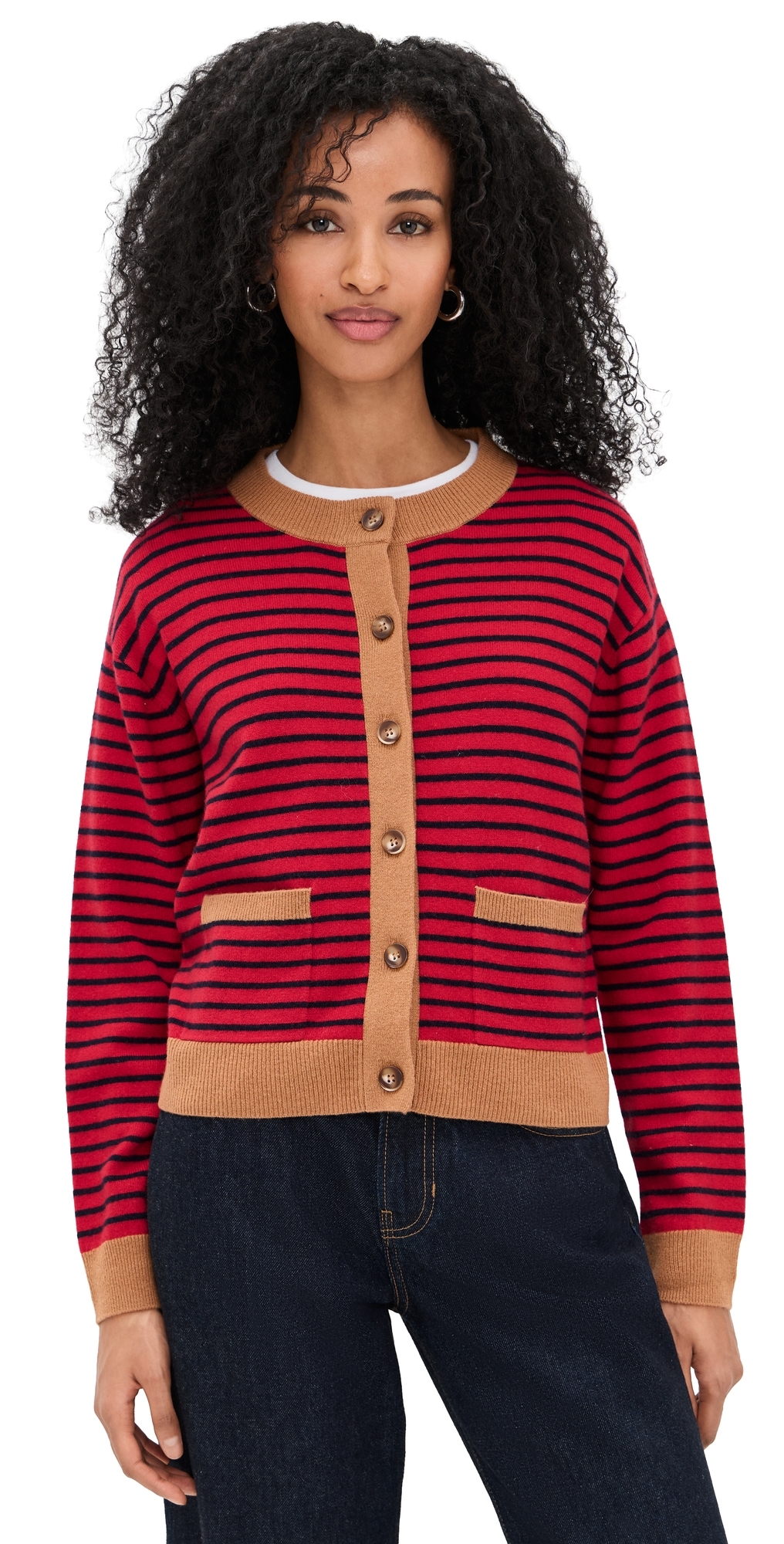 Lillian Cardigan Red Stripe