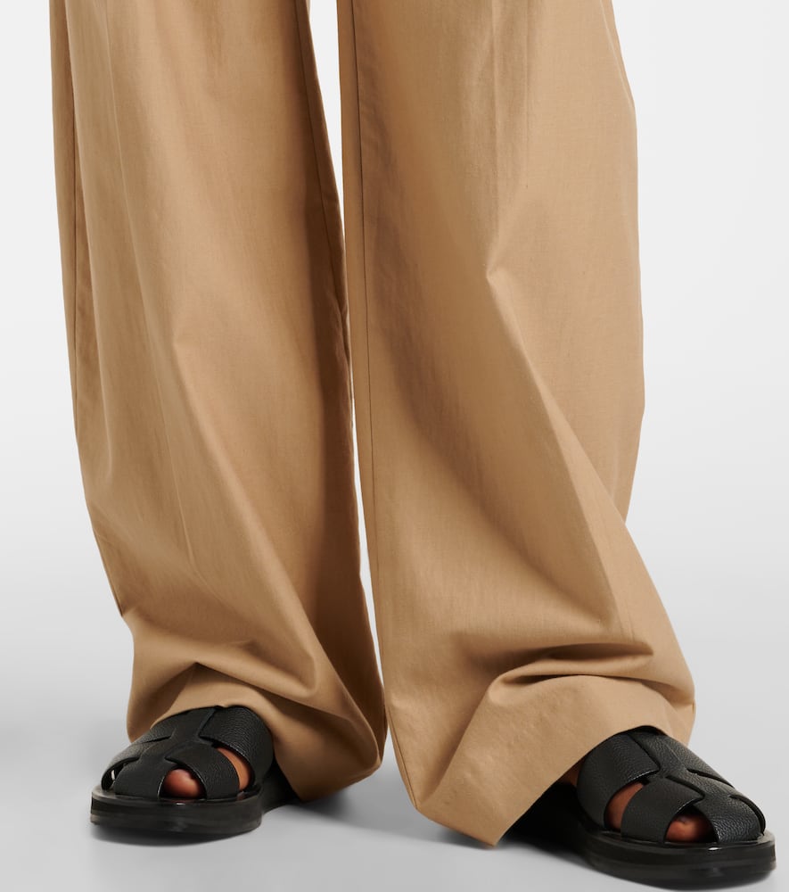 Cotton and wool wide-leg pants