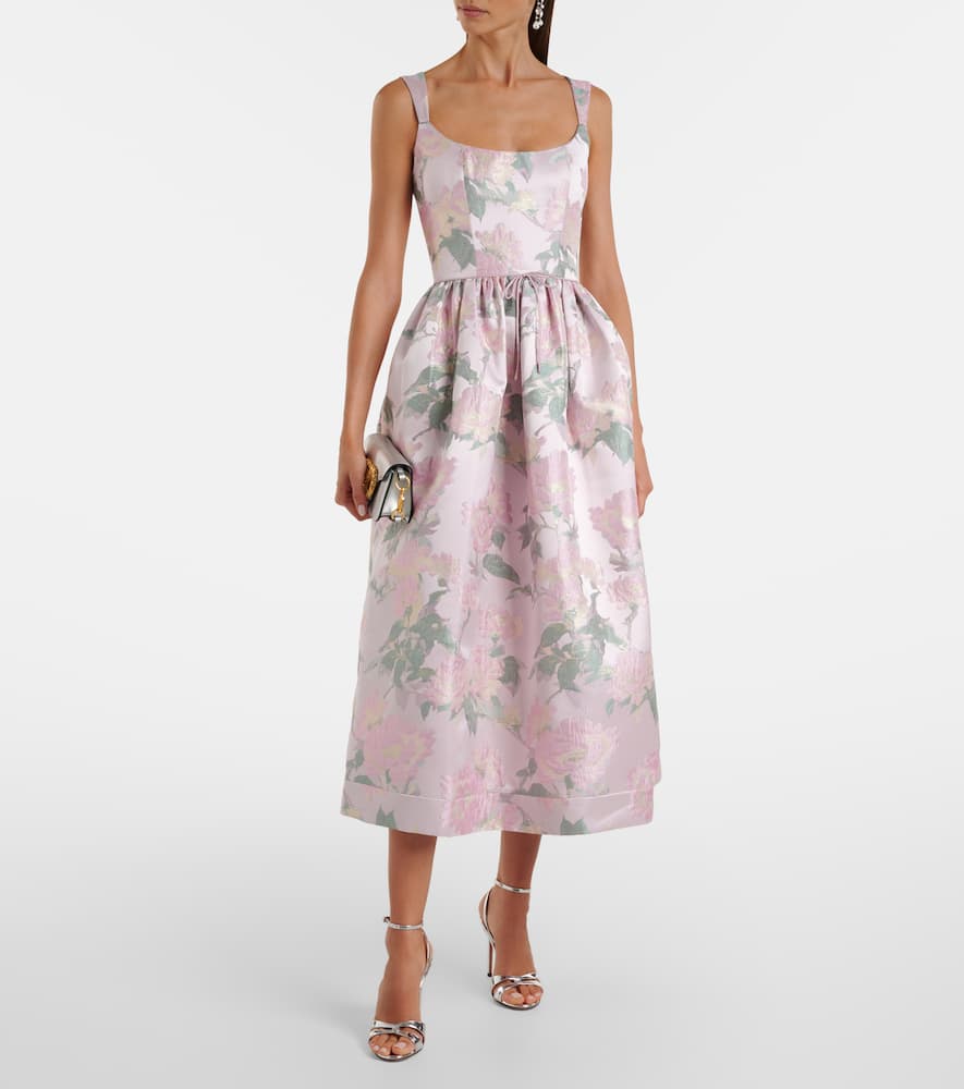Apple floral brocade corset dress