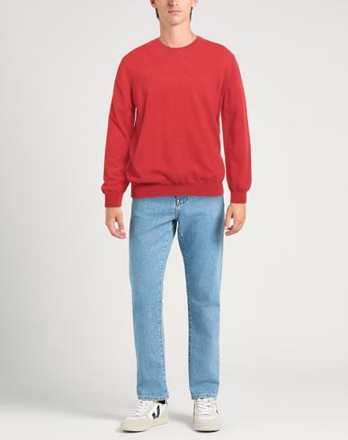Man Sweater Tomato red Size 40 Wool