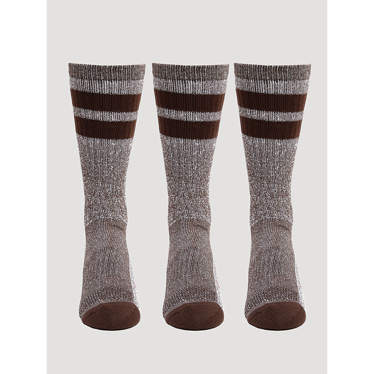 Men's Wool Stripe Work Socks (3-pack) in Brown