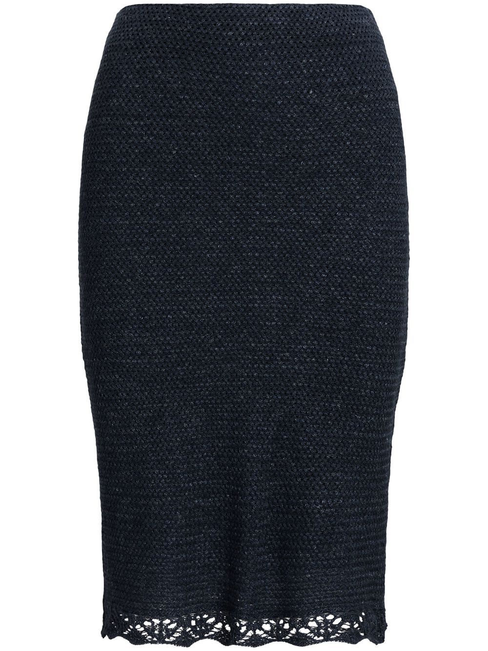 Ruffle-trim pencil skirt - Blue