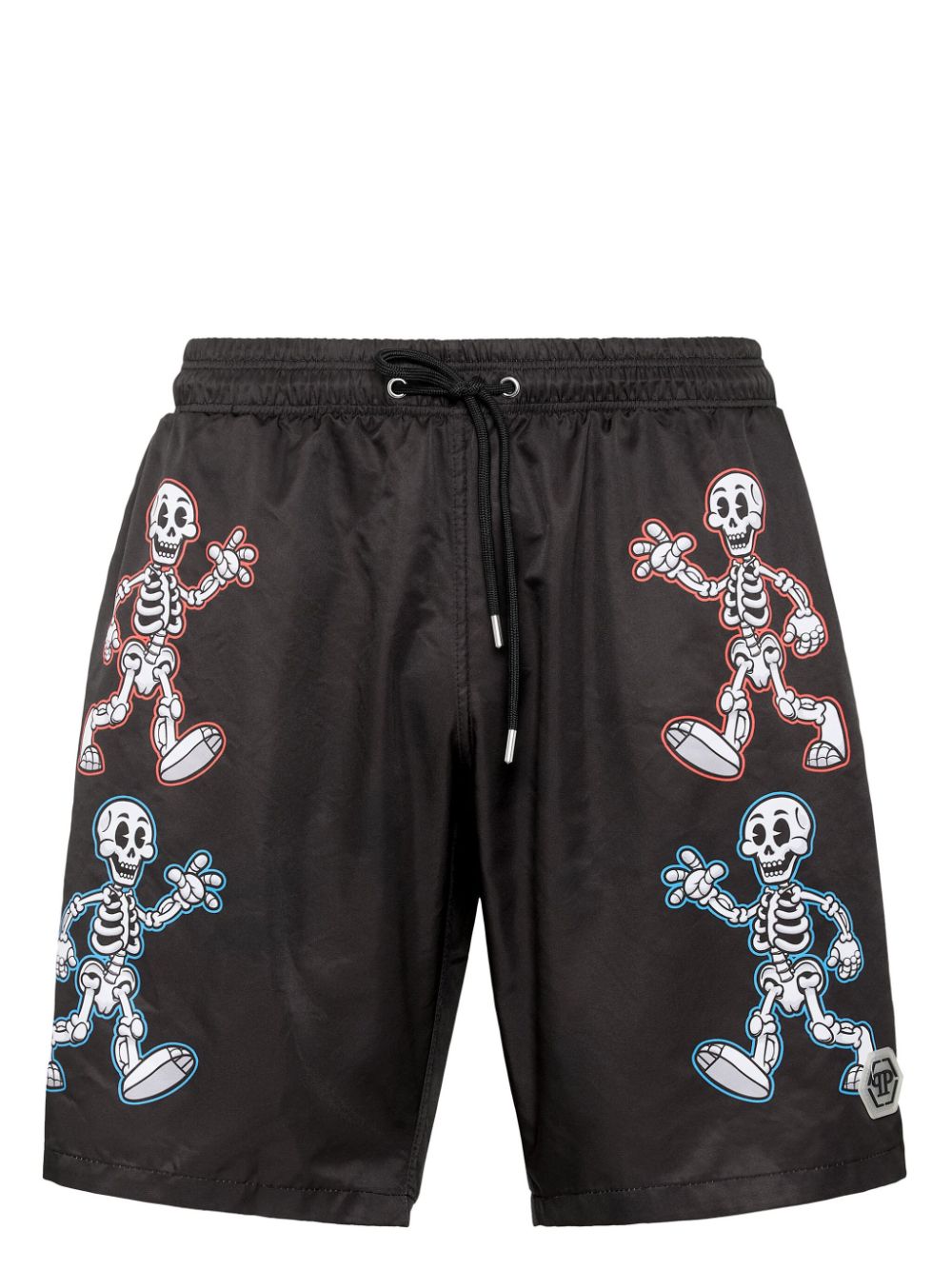 Skeleton-print swim shorts - Black