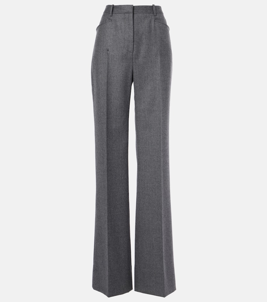 High-rise wool twill bootcut pants