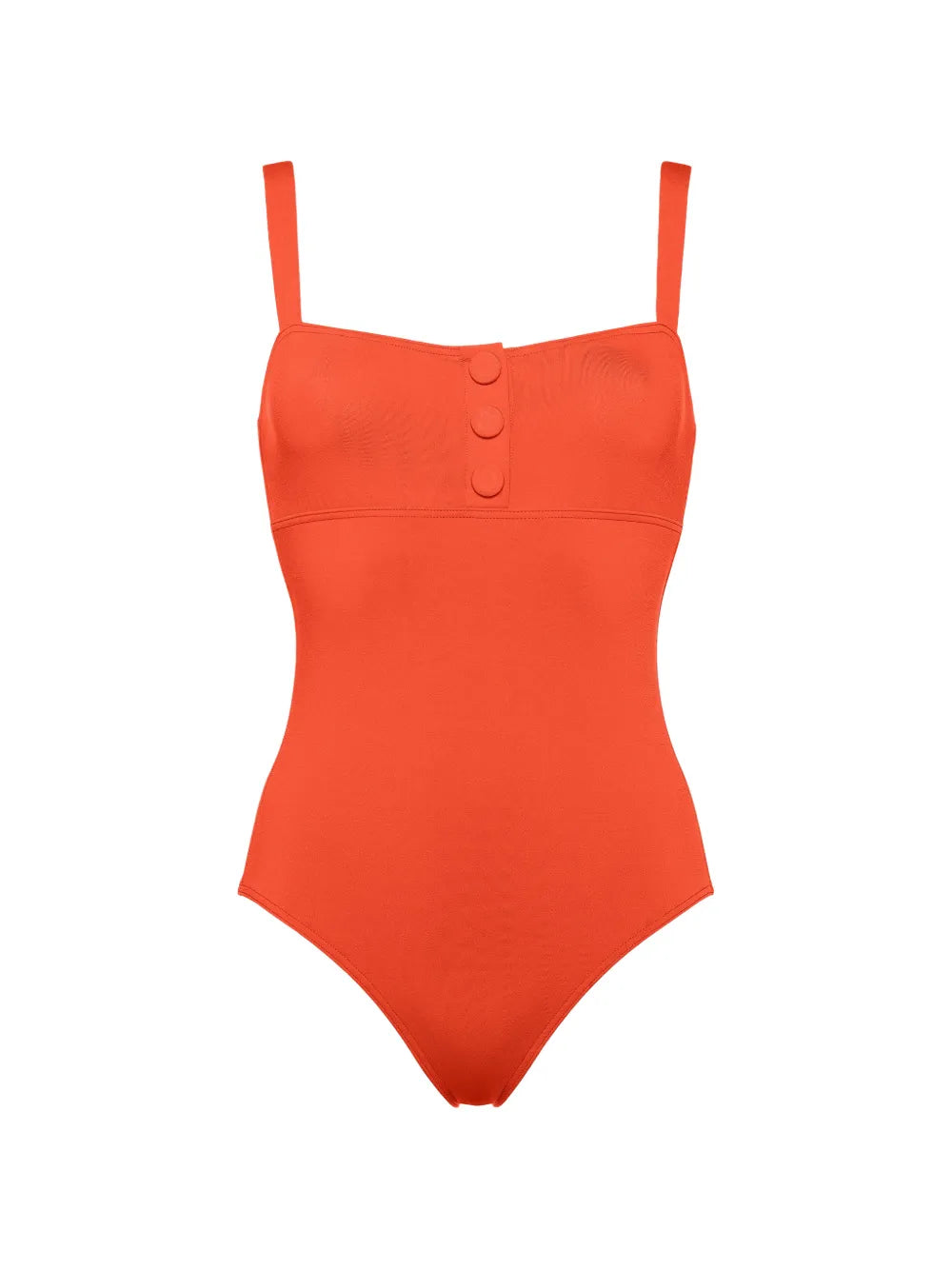 Square-Neck Swimsuit — Red-Orange
