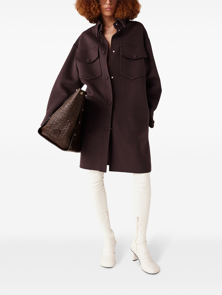 Dark Brown Press-stud Fastening Overshirt