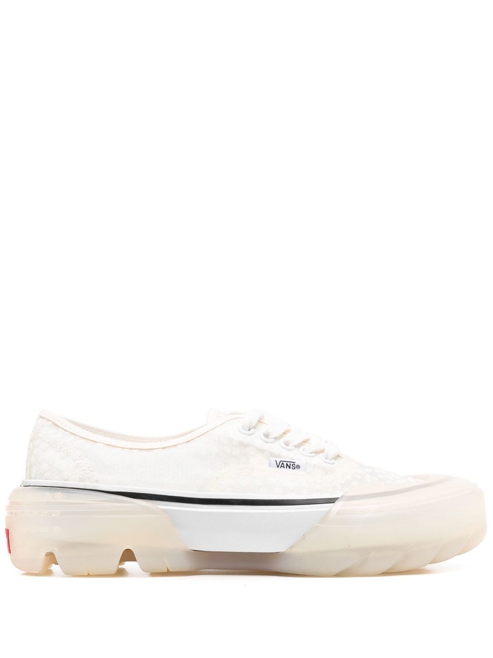 Chunky logo-patch lace-up sneakers - White