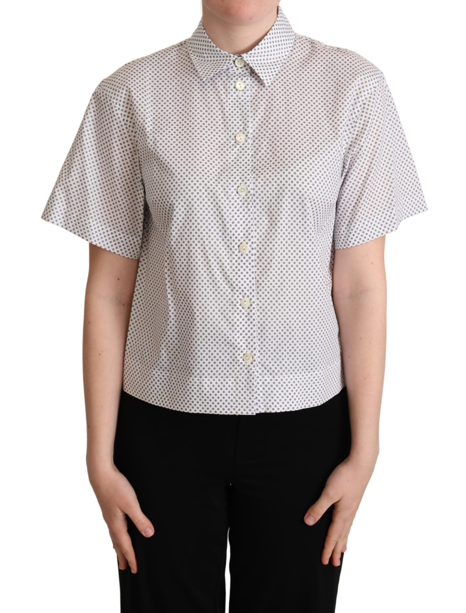 Polka-Dot Cotton Shirt — Gray