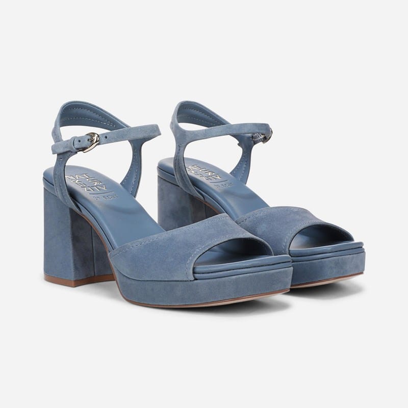 Paige Dress Sandals, Blue Ash Suede Leather