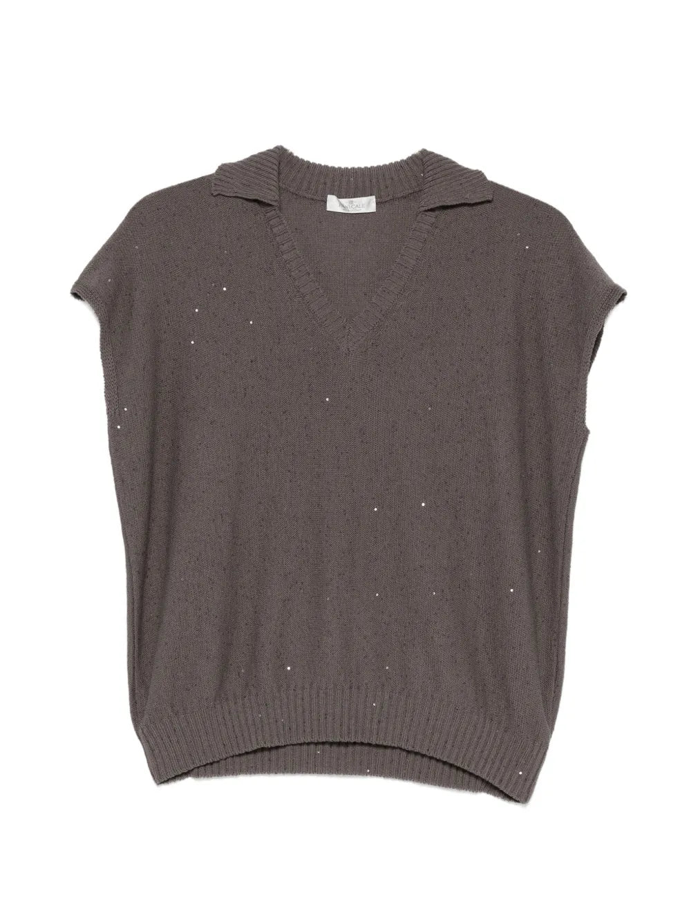 Sequin-Embellished Tank Top — Brown