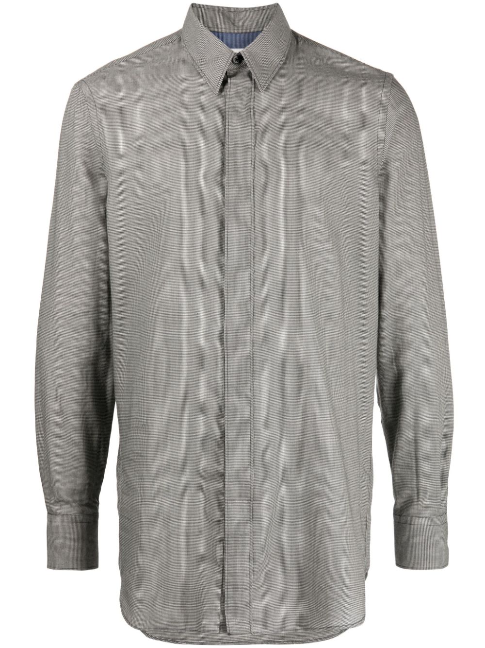 Fine-check cotton blend shirt - Black