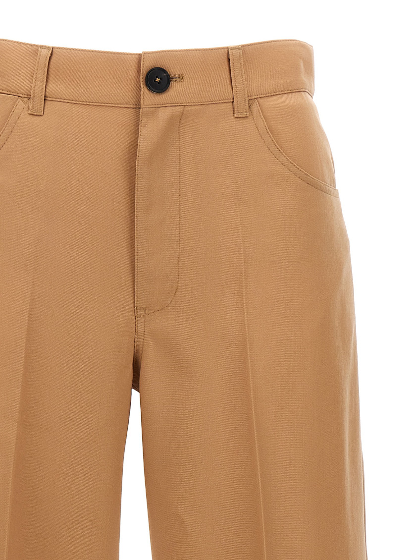 -Loose Leg Pantaloni Beige-Donna