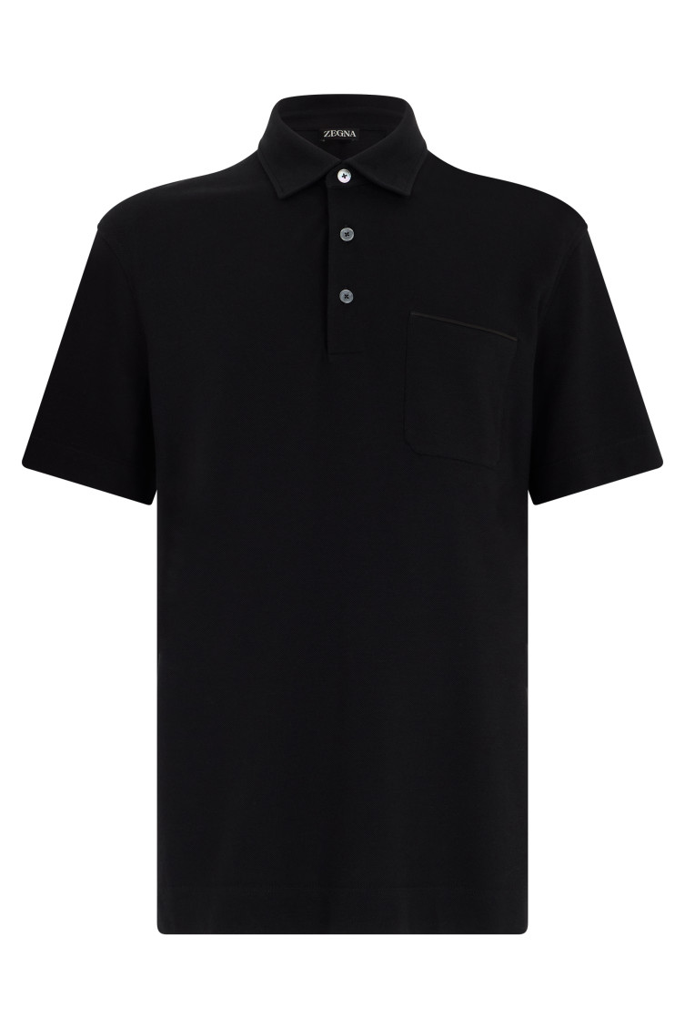 Black Solid Shirt Collar Polo