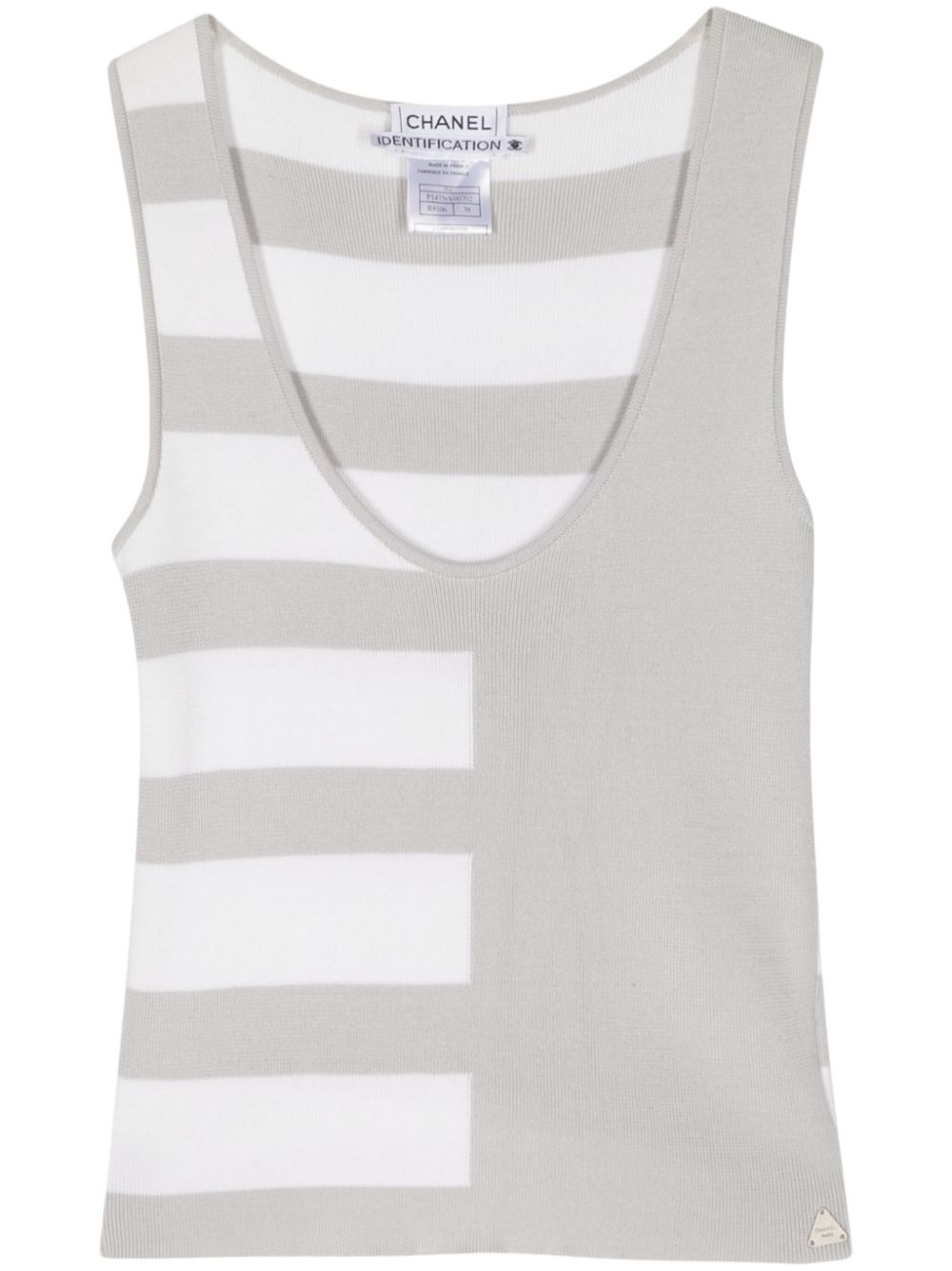 2000s striped cotton tank top - Grey