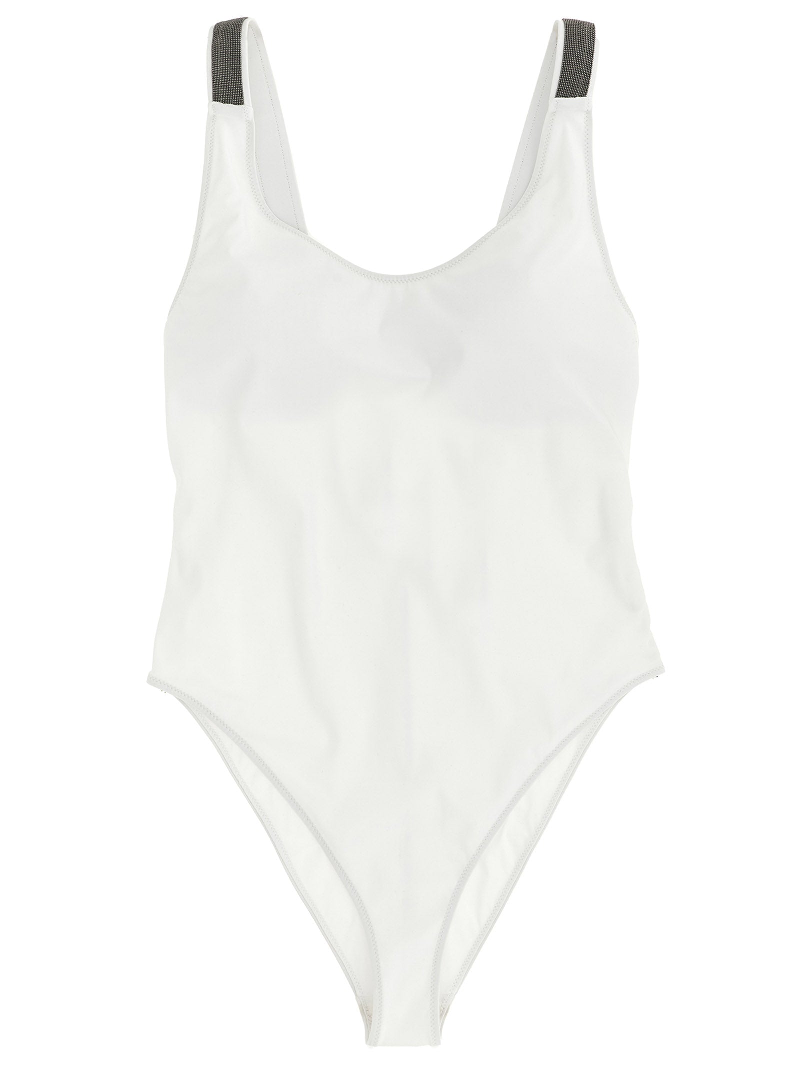 Monile-Detailed One-Piece Swimsuit — White