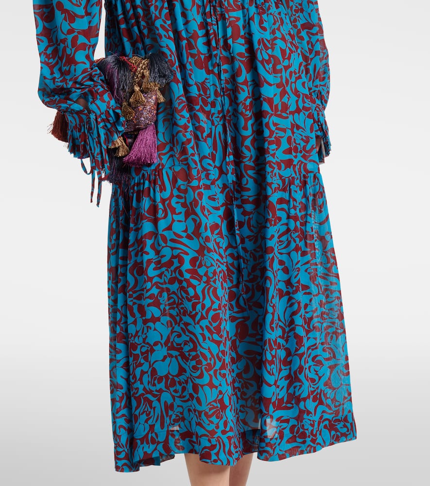 Printed ruffled shirt dress