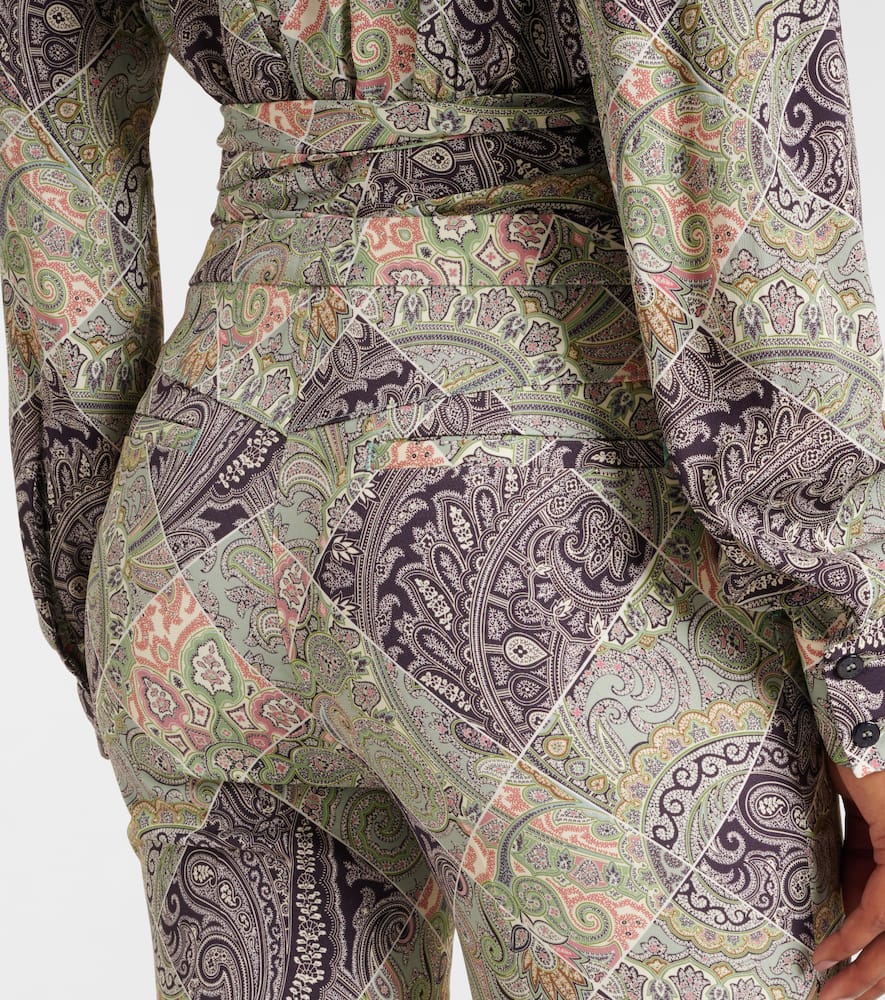Paisley high-rise flared pants