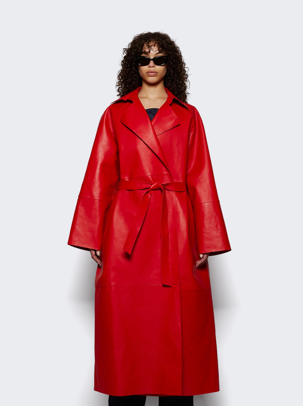 Long Belted Coat Red