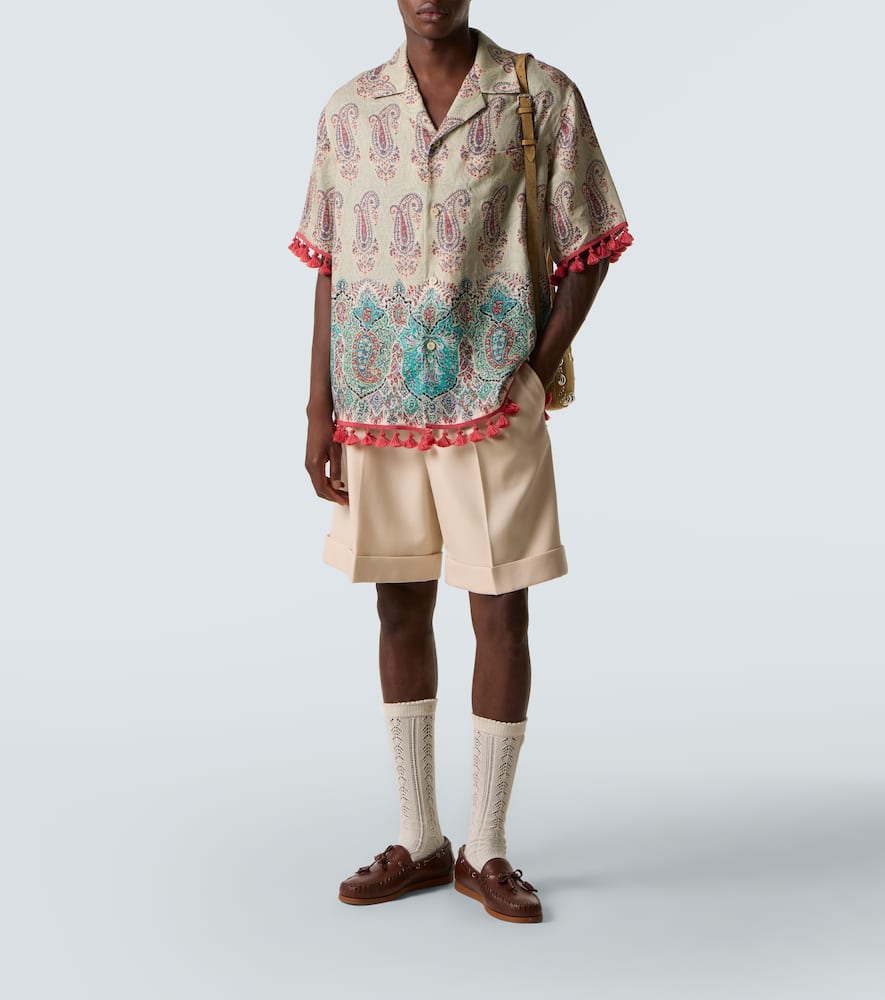Paisley linen bowling shirt