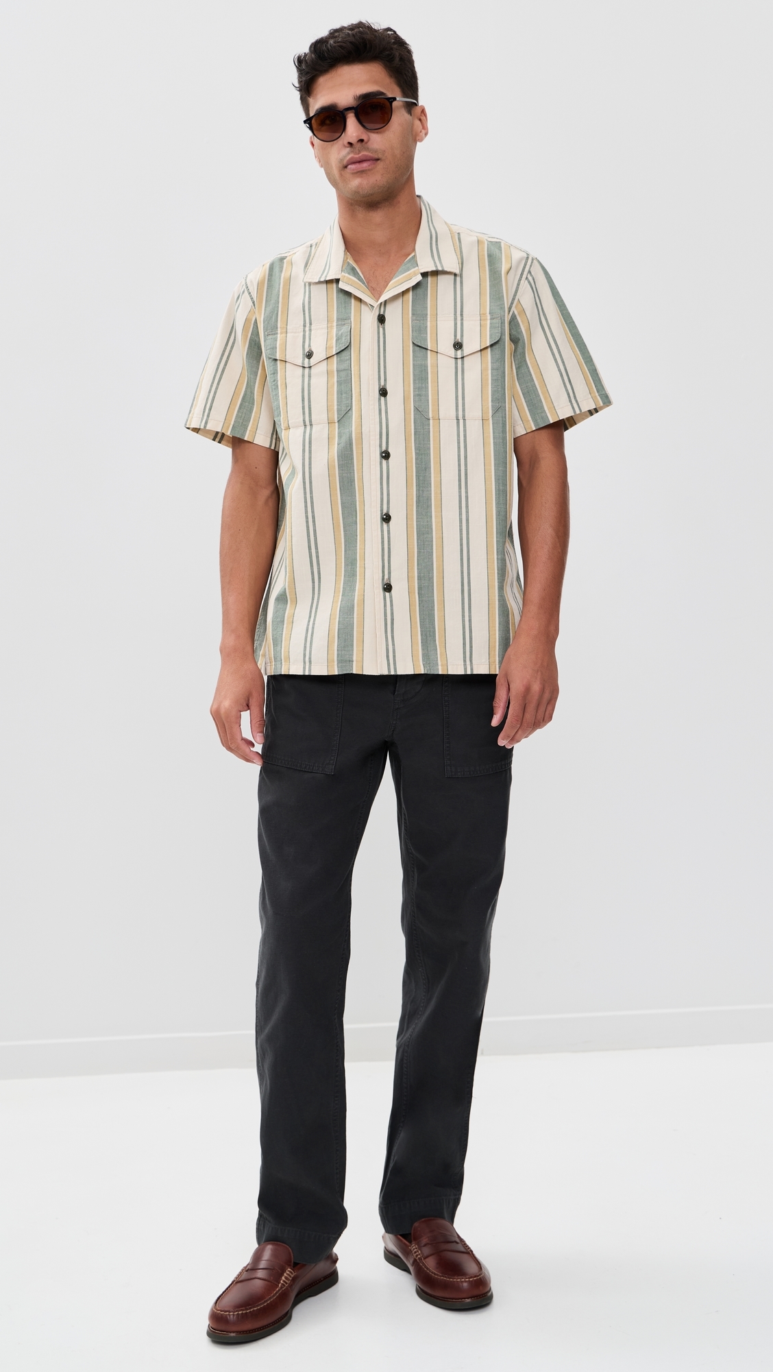 Short Sleeve Chambray Camp Shirt Natural/Khaki