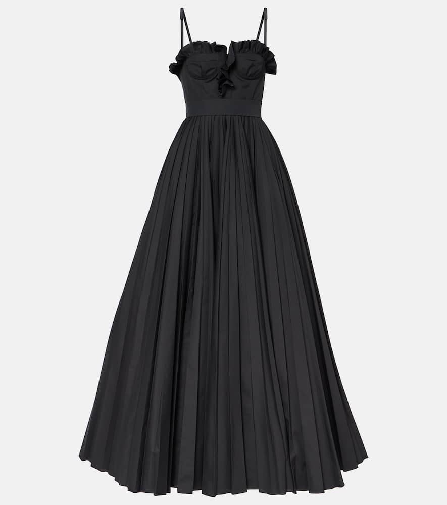 Ruched pleated cotton gown